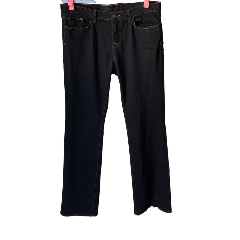 J Brand Straight Leg Mid Rise Stretch Black Jeans 32